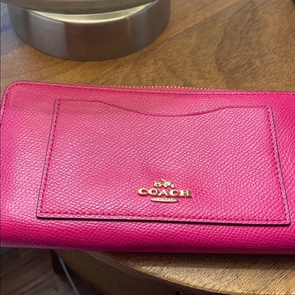 Coach Long Accordion Zip-around Wallet In Leather/Pink Magenta F54007 - Picture 8 of 8